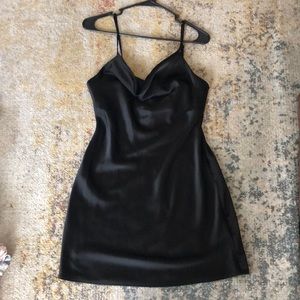 Black Scoopneck Satin Dress